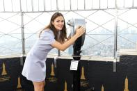Jennifer Garner checks out the skyline from the top of the Empire State Building after helping to light the iconic skyscraper red in honor of Save the Children’s Centennial Gala on Thursday in N.Y.C. 