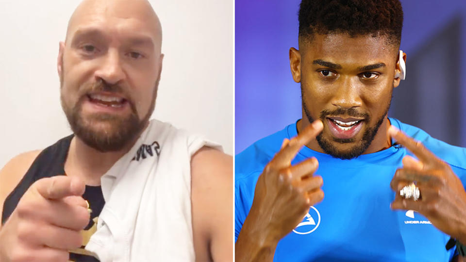 Pictured left to right are British heavyweight boxers Tyson Fury and Anthony Joshua.