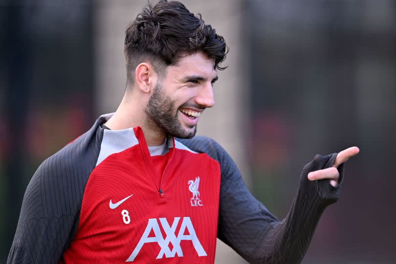 Dominik Szoboszlai of Liverpool during a training session at AXA Training Centre