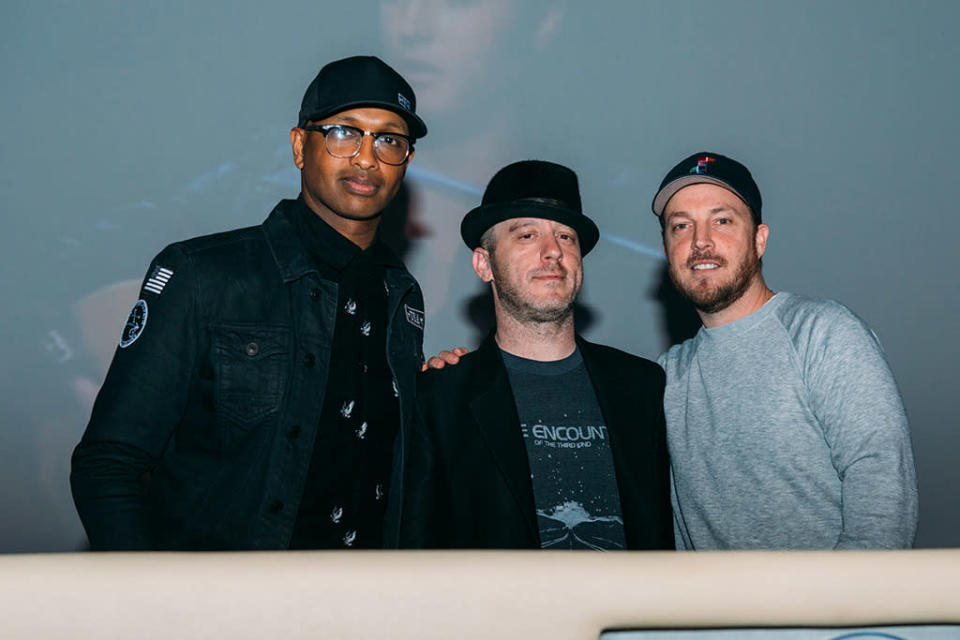 Kenna, Adam Bravin, and Scott Vener at Friends N’ Family 19 Grammy Party on Feb. 12, 2015 (Photo by Tiffany Chien/Guest Of A Guest)