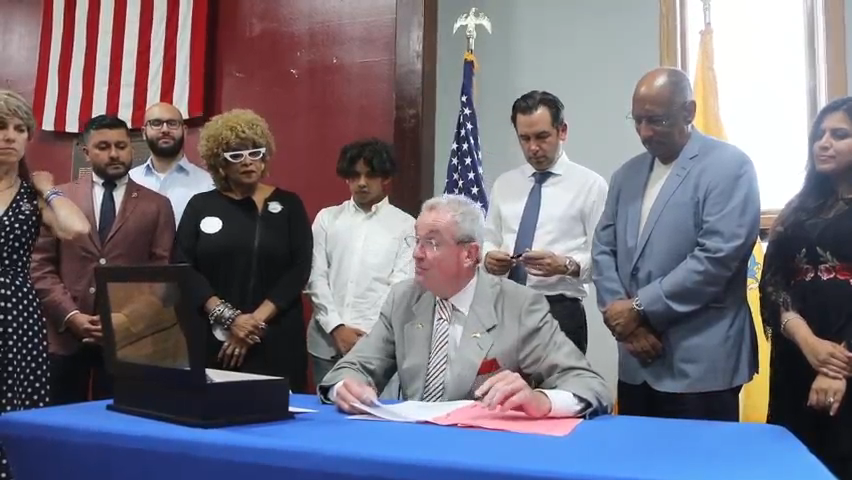 Governor Phil Murphy talks before signed a bill expending abortion rights in New Jersey.