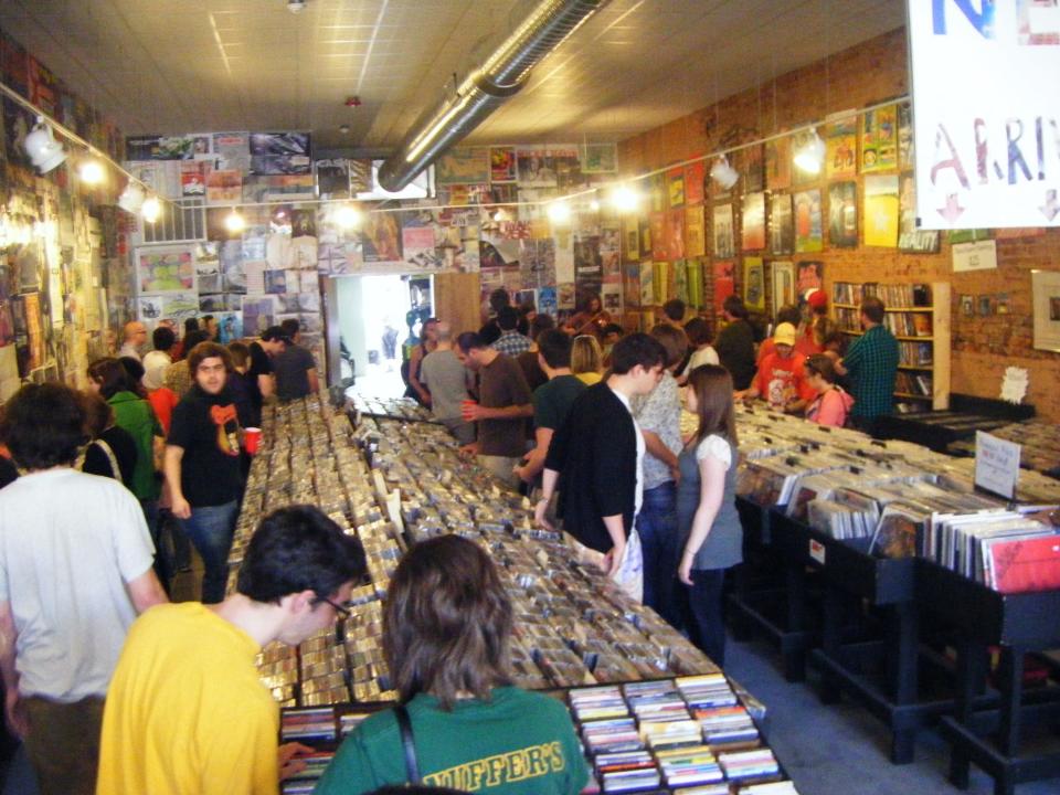Music lovers shop during Record Store Day 2009 at Guestroom Records Norman.