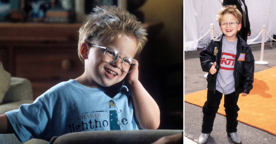 Jonathan Lipnicki in Jerry McGuire and on the red carpet for the film's premiere in 1996. 