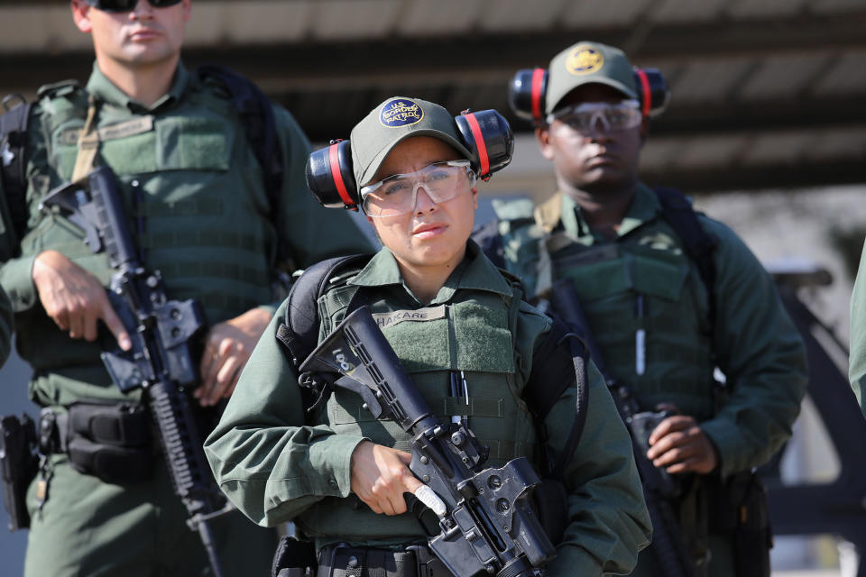<p>U.S. Border Patrol trainee Stevany Shakare, 24, takes part in a weapons training class at the U.S. Border Patrol Academy on August 3, 2017 in Artesia, N.M. Shakare immigrated to Michigan with her family from Iraq in 2004, fleeing violence after the U.S. invasion. (Photo: John Moore/Getty Images) </p>