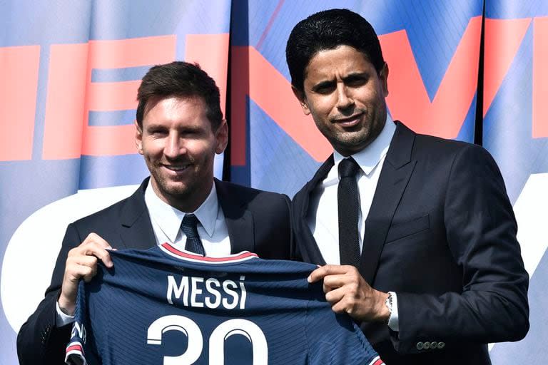 Lionel Messi y Nasser Al-Khelaifi, una relación que nunca llegó a afianzarse en el PSG.