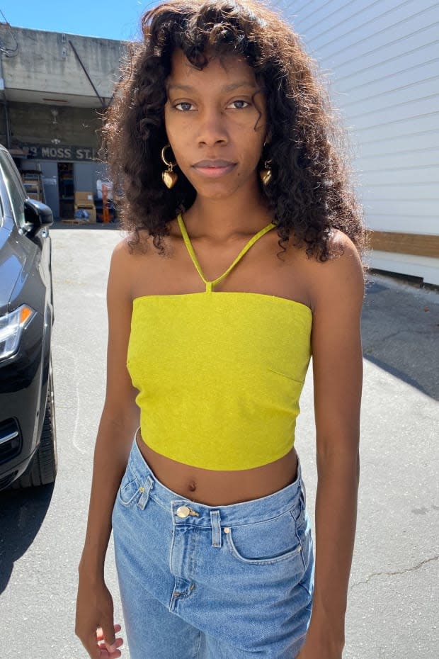 <p>Lisa Says Gah Simone Halter Top, $82 (from $118), <a href="https://rstyle.me/+Cet14vPxPRFycHVYWAfHHg" rel="nofollow noopener" target="_blank" data-ylk="slk:available here;elm:context_link;itc:0;sec:content-canvas" class="link ">available here</a>. </p>
