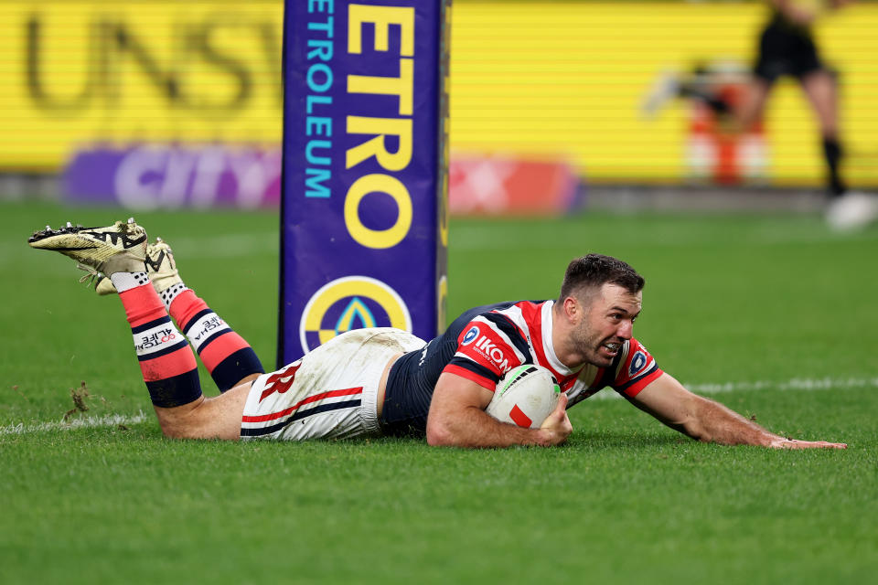 James Tedesco scores a try.