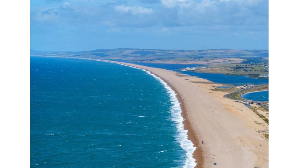 Chesil Beach from above - Isle of Portland aerial view