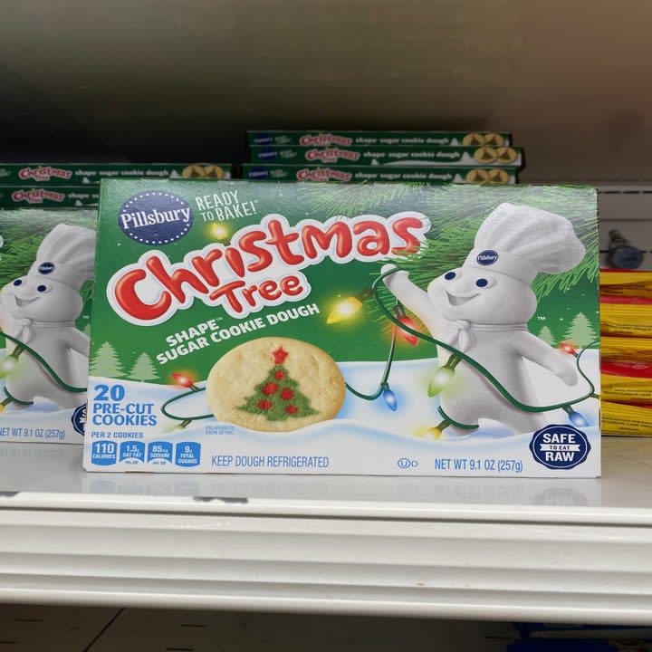 Box of Christmas tree cookie dough