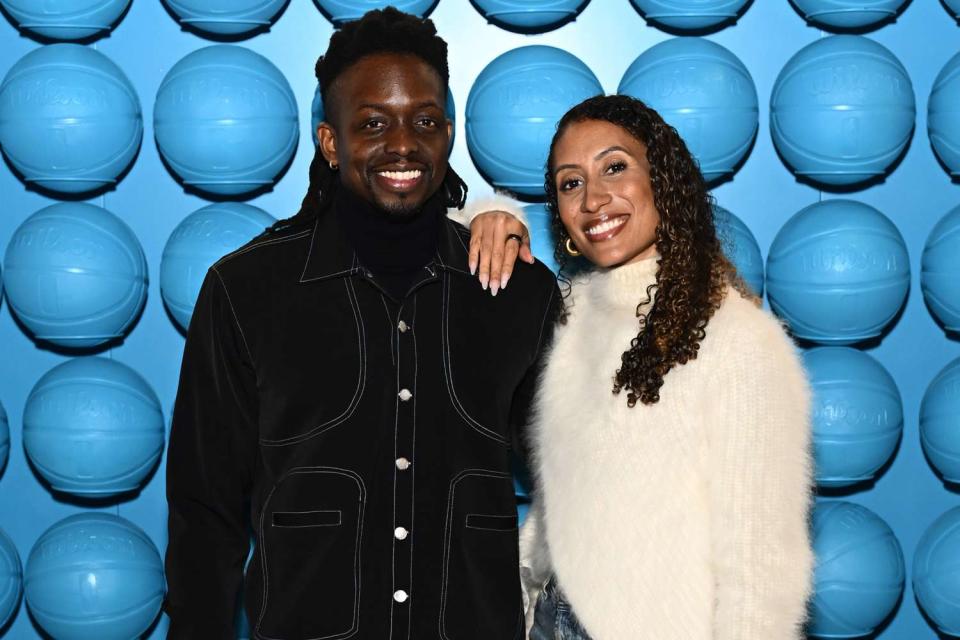 <p>Daniel Boczarski/Getty</p> Jonathan Singletary and Elaine Welteroth attend SoFi NBA All-Star Weekend in February 2024.