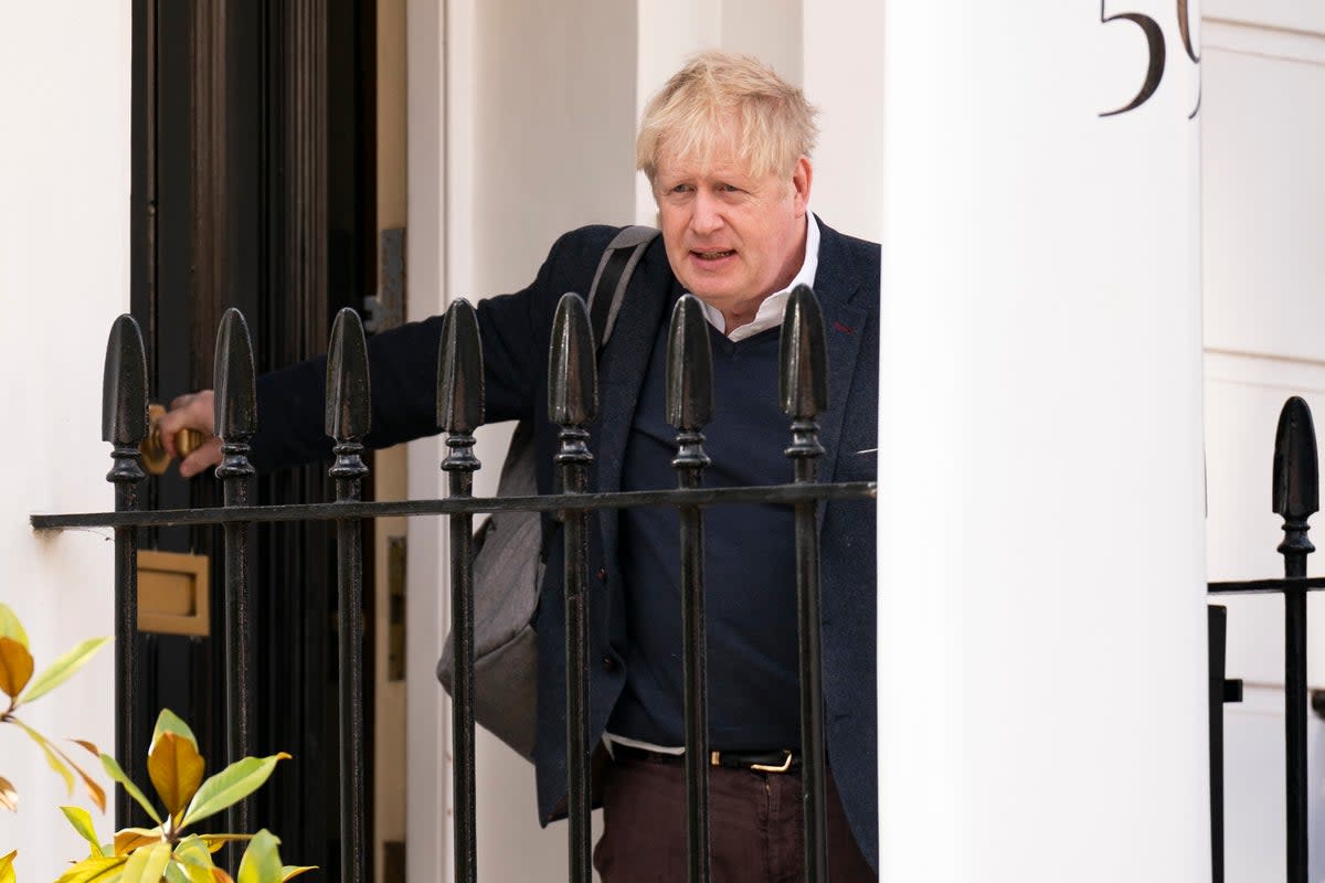 Johnson leaves his London home on the day after the Partygate hearing (PA)