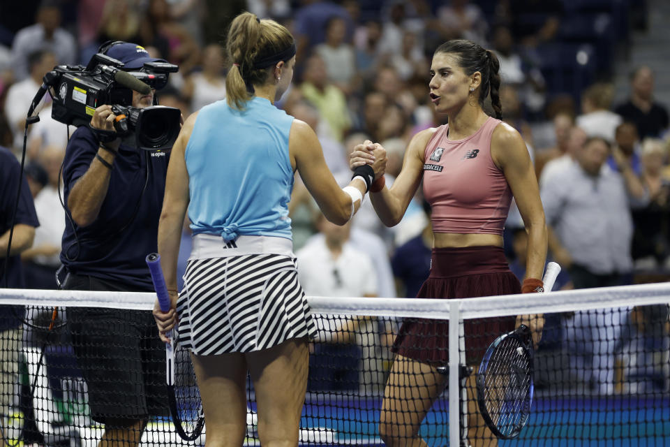 Karolina Muchova and Sorana Cirstea at the US Open.