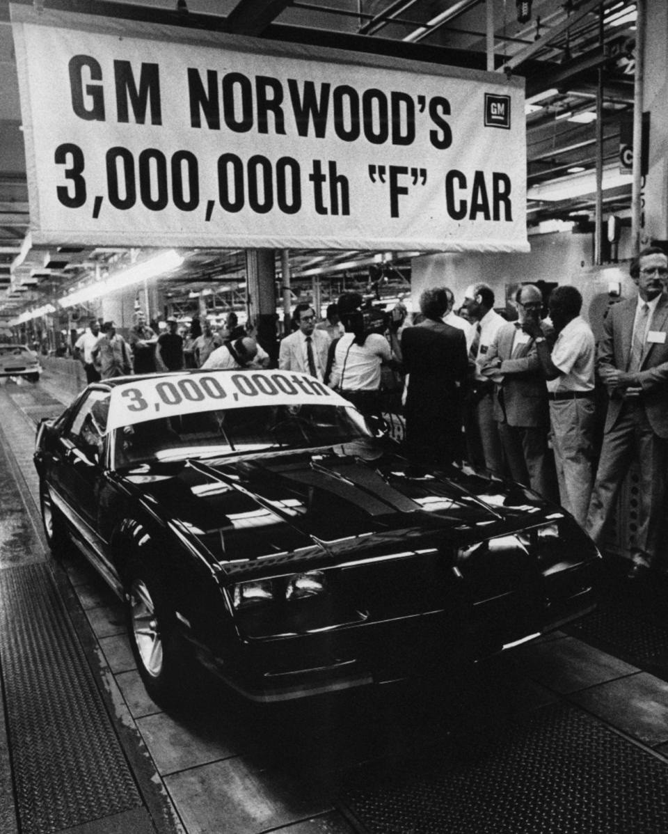 The 3 millionth F-car rolled off the assembly line at the General Motors plant in Norwood in June 1984.