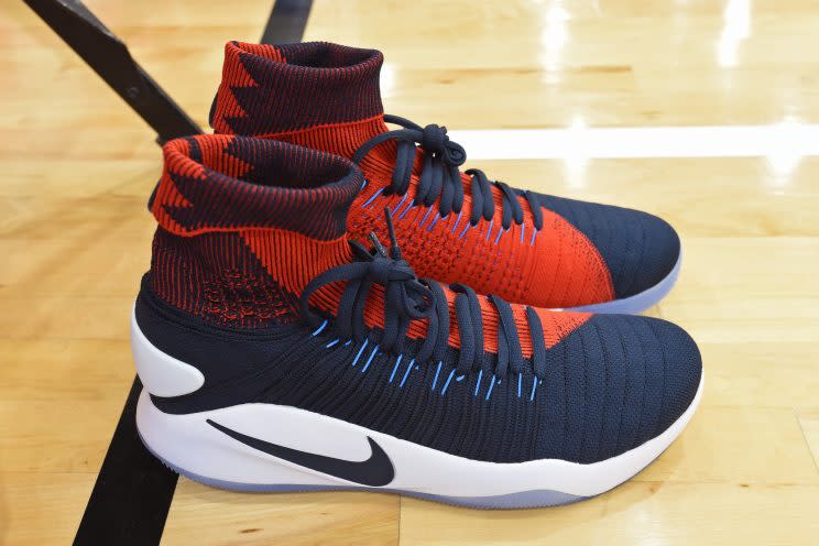 Paul George's Nike Hyperdunk 2016 Flyknit. (Getty)