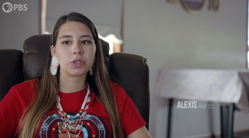 Alexis, who was raised on a Native American reservation, shares her experiences with mental health hurdles. (Screenshot via PBS)