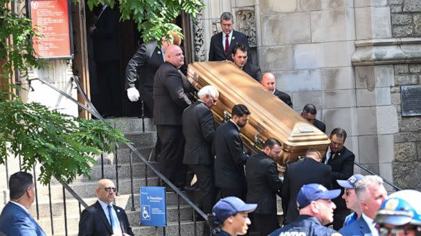 PHOTO: The casket of Ivana Trump is brought out of St. Vincent Ferrer Roman Catholic Church after her funeral in New York July 20, 2022. (Alexi J. Rosenfeld/Getty Images)