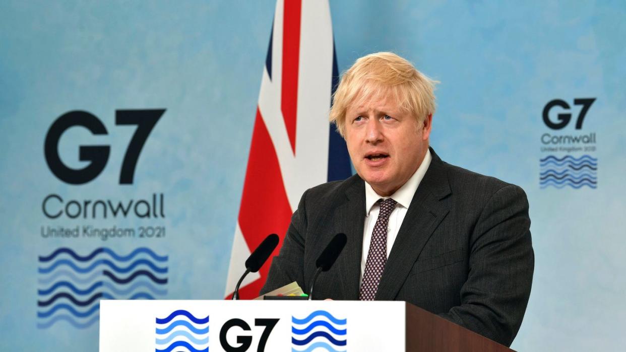 Der britische Premier Boris Johnson 
am letzten Tag des G7-Gipfels.