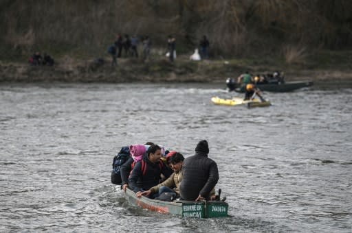 Migrants crossing the Evros into Greece