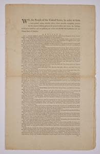 John Dunlap and David Claypool, The Official First Edition of the Constitution, 1787, ink on paper, 16 1/8 x 10 1/8 in. Private Collection. Photography courtesy of Sotheby’s, Inc.
