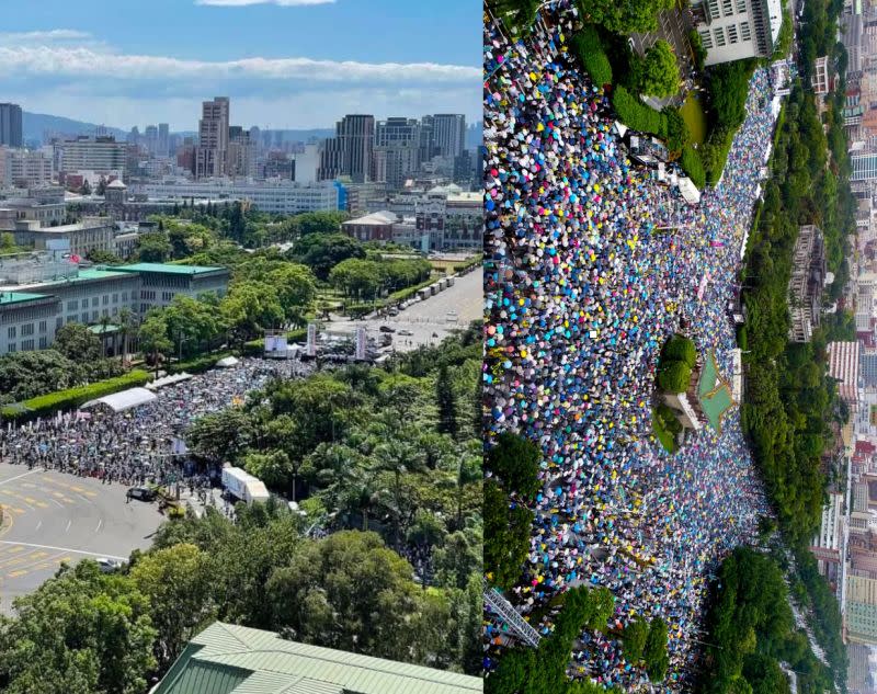 ▲716遊行（左）人數明顯比四年前623反紅媒遊行（右）人數少。（圖/台灣普拉斯臉書、NOWnews資料照）