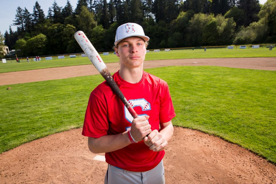 El jugador de béisbol de South Salem High School, Ryan Brown, en Salem el 24 de abril de 2019.