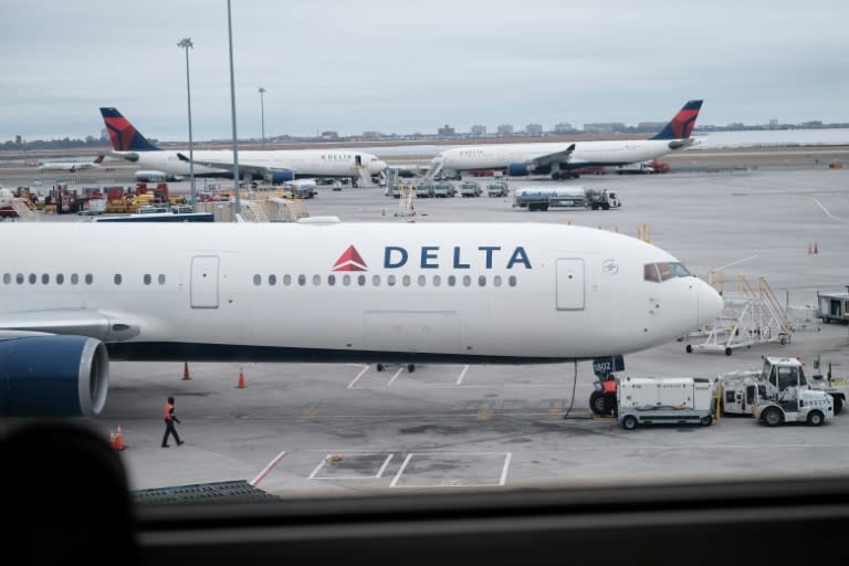 Des avions de la compagnie aérienne Delta, sur le tarmac de l'aéroport de New York, le 31 janvier 2020 (SPENCER PLATT)