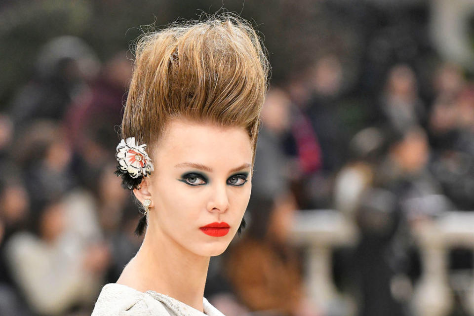 A model walks the runway during the Chanel Haute Couture Spring Summer 2019 fashion show as part of Paris Fashion Week on January 22, 2019 in Paris, France. (Photo by SAVIKO/Gamma-Rapho via Getty Images)