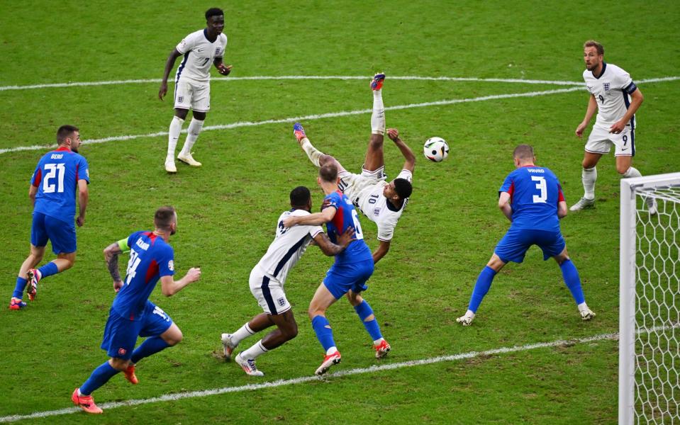 Jude Bellingham scores against Slovakia