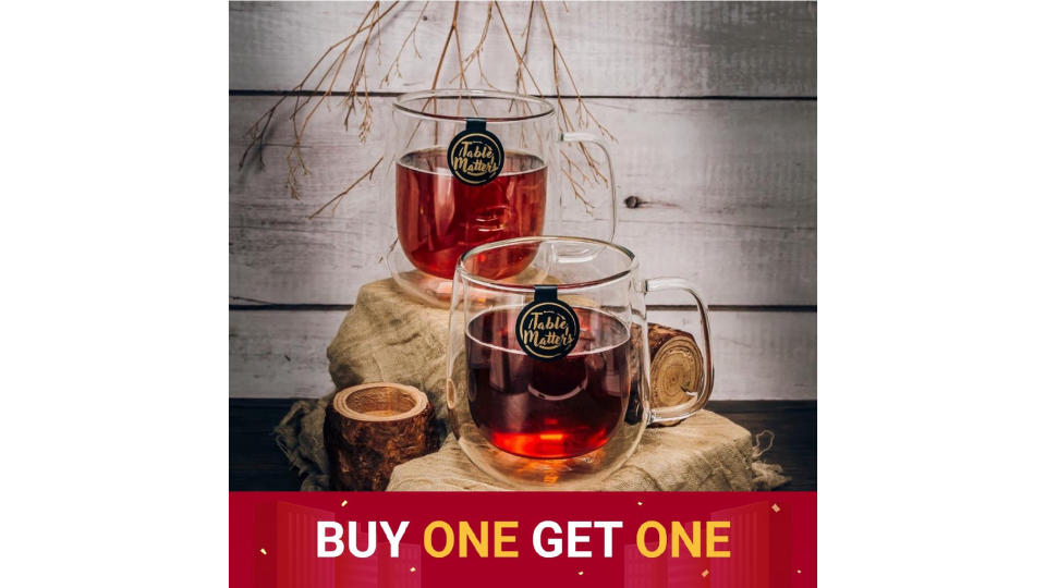 [Buy 1 Get 1] Table Matters - TAIKYU Double Wall Drinking Mug - 440ml. (Photo: Shopee SG)