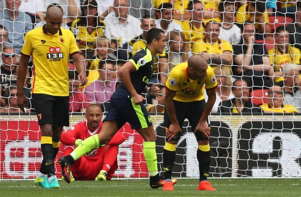 Football Soccer Britain - Watford v Arsenal - Premier League - Vicarage Road - 27/8/16 Arsenal's Alexis Sanchez celebrates scoring their second goal Action Images via Reuters / Andrew Boyers Livepic EDITORIAL USE ONLY. No use with unauthorized audio, video, data, fixture lists, club/league logos or "live" services. Online in-match use limited to 45 images, no video emulation. No use in betting, games or single club/league/player publications. Please contact your account representative for further details.