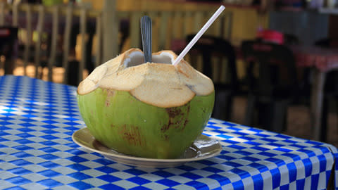 Coconut water Why use it? This tropical nectar’s full of potassium, low levels of which sap your energy. Beats knocking back a Coke – studies at Loughborough University found sugary soft drinks make you more sleepy. Where do I score? Ride your high with C Coconut Water ($3) to outlast lunch-time joggers and dance-floor competitors alike.