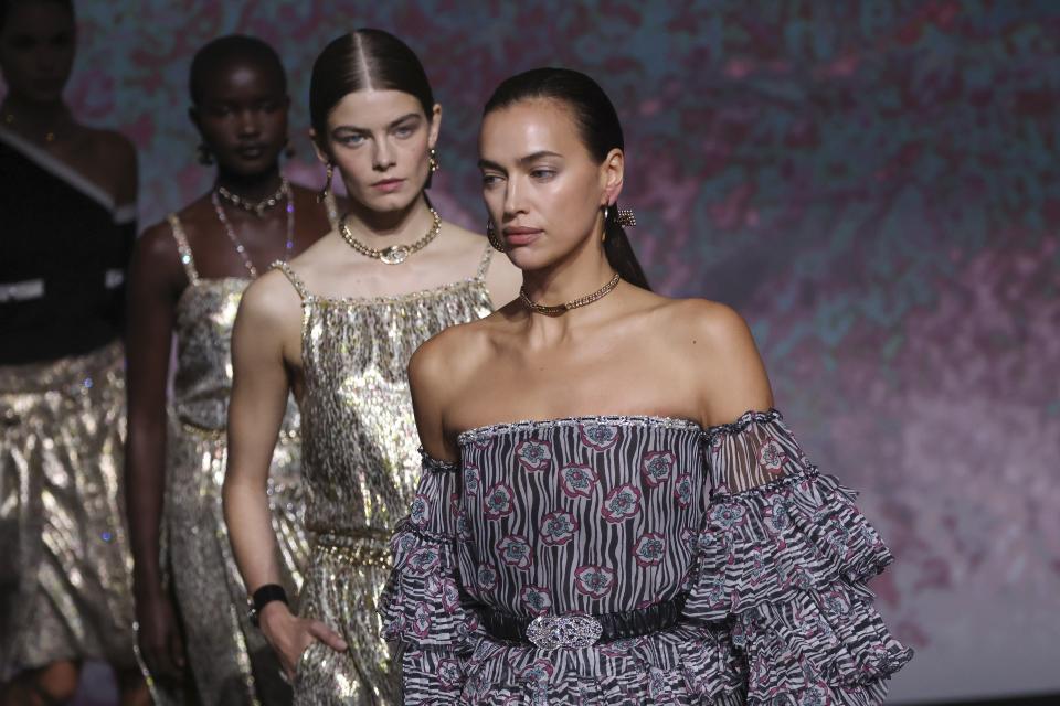 Irina Shayk wears a creation for the Chanel ready-to-wear Spring/Summer 2023 fashion collection presented Tuesday, Oct. 4, 2022 in Paris. (Photo by Vianney Le Caer/Invision/AP)