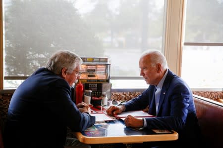 Democratic 2020 U.S. presidential candidate and former Vice President Joe Biden has lunch at Lindy's Diner in Keene