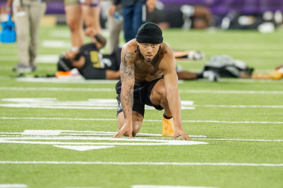 Derek Stingley Jr  at the LSU Pro Day. Wednesday, April 6, 2022.