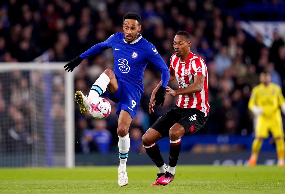 Pierre-Emerick Aubameyang in action against Brentford (PA)