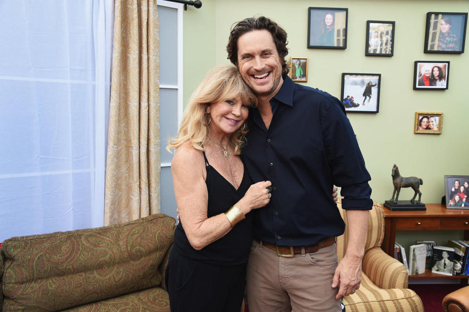 Oliver Hudson (R) and Goldie Hawn (L)  attend 