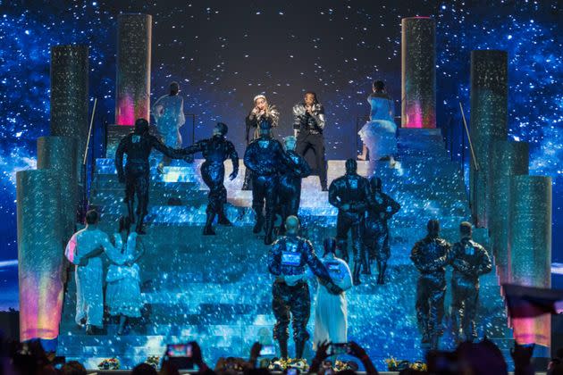 Madonna on stage at Eurovision in 2019