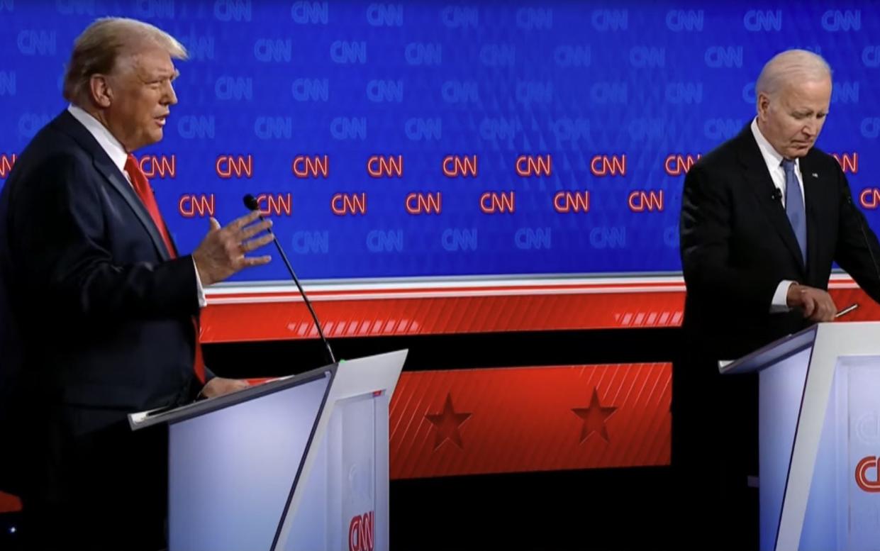 Trump and Biden in the opening minutes of the presidential debate