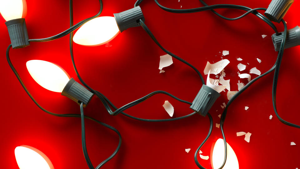 close up of a blown out Christmas light