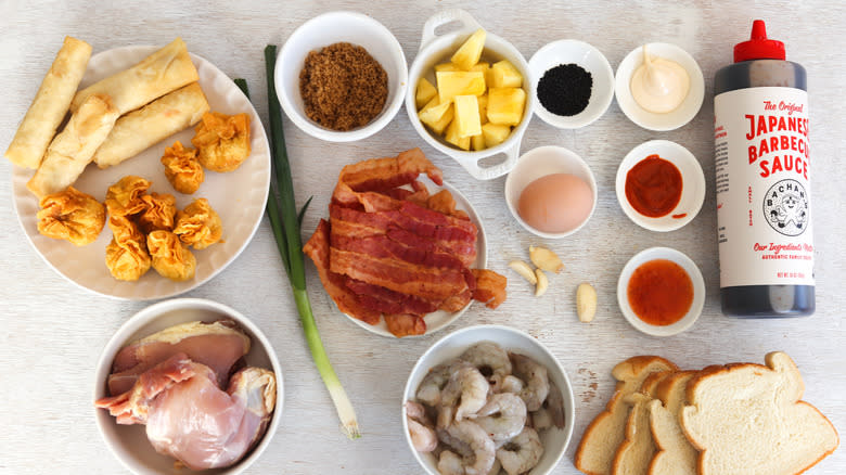 pu pu platter ingredients laid out