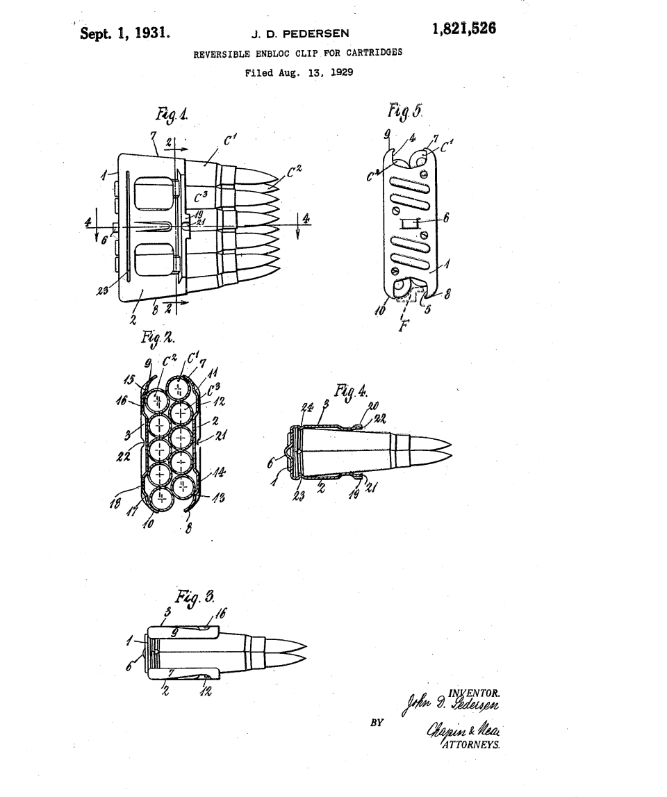 .276 Pedersen clip patent drawings