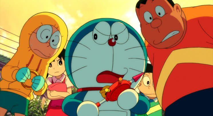 Nobita, Doraemon, and Gian in 