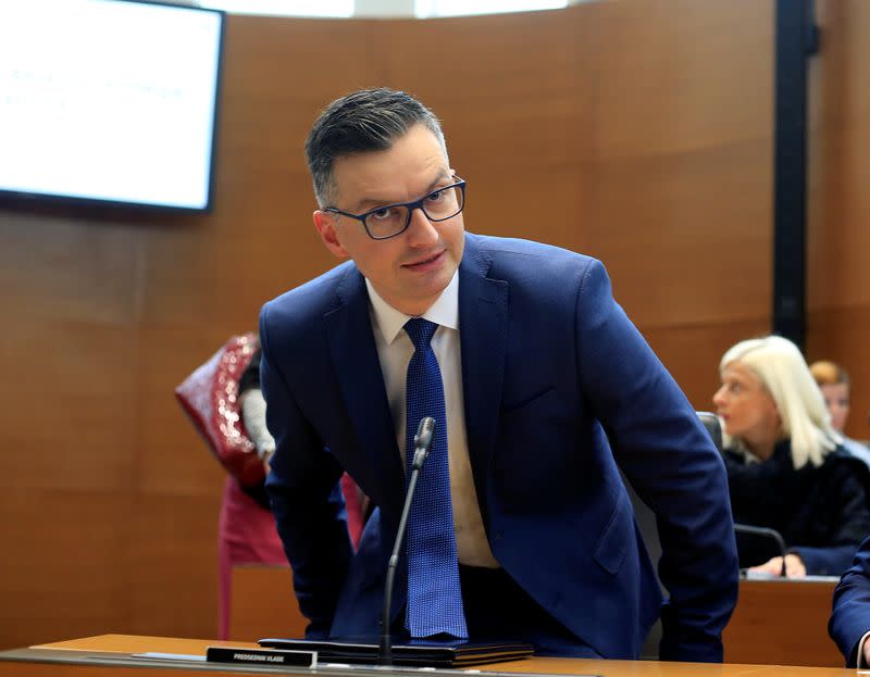 Slovenian Prime Minister Marjan Sarec looks on in the parliament after announcing his resignation, in Ljubljana