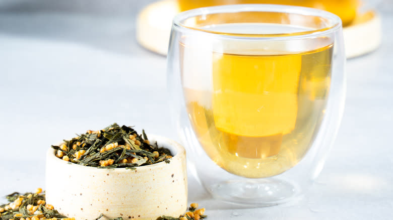 brewed genmaicha tea