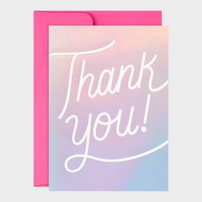 <a href="https://www.hallmark.com/cards/note-cards-and-stationery/note-cards/laser-foil-blank-thank-you-notes-pack-of-10-999TYN2428.html" rel="nofollow noopener" target="_blank" data-ylk="slk:Laser-Foil Thank-You Notes;elm:context_link;itc:0;sec:content-canvas" class="link rapid-noclick-resp">Laser-Foil Thank-You Notes</a>