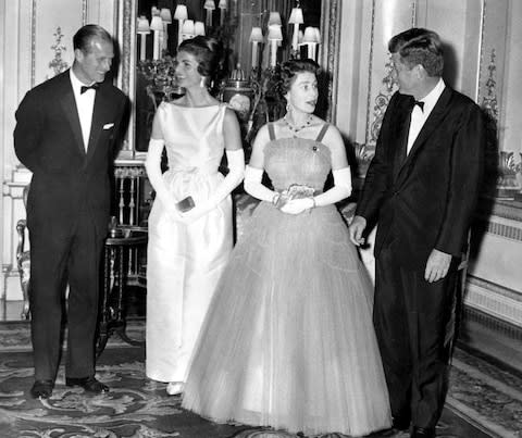 The Kennedys attend a dinner at Buckingham Palace in June 1961  - Credit: Keystone Pictures USA