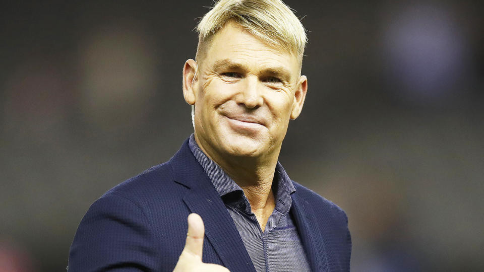 Shane Warne, pictured here at the MCG in 2020 during a BBL game.