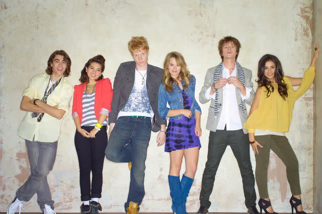 <p>Bob D'Amico/Disney Channel via Getty</p> (L-R) Disney Channel's 'Lemonade Mouth' stars Blake Michael as Charlie, Hayley Kiyoko as Stella, Adam Hicks as Wen, Bridgit Mendler as Olivia, Nick Roux as Scott and Naomi Scott as Mo.