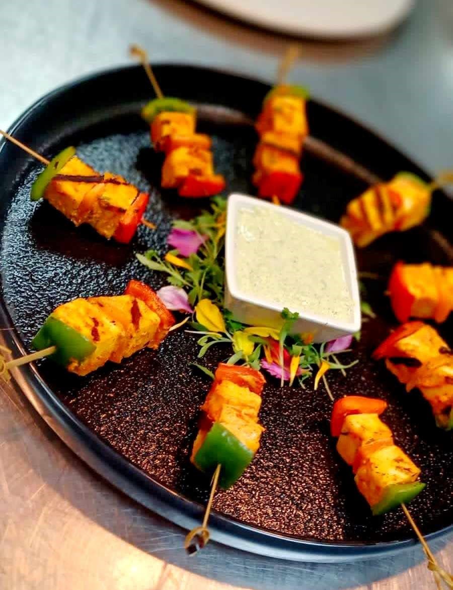 Nawaabi Paneer Tikka was among the passed hors d'oeuvres.
