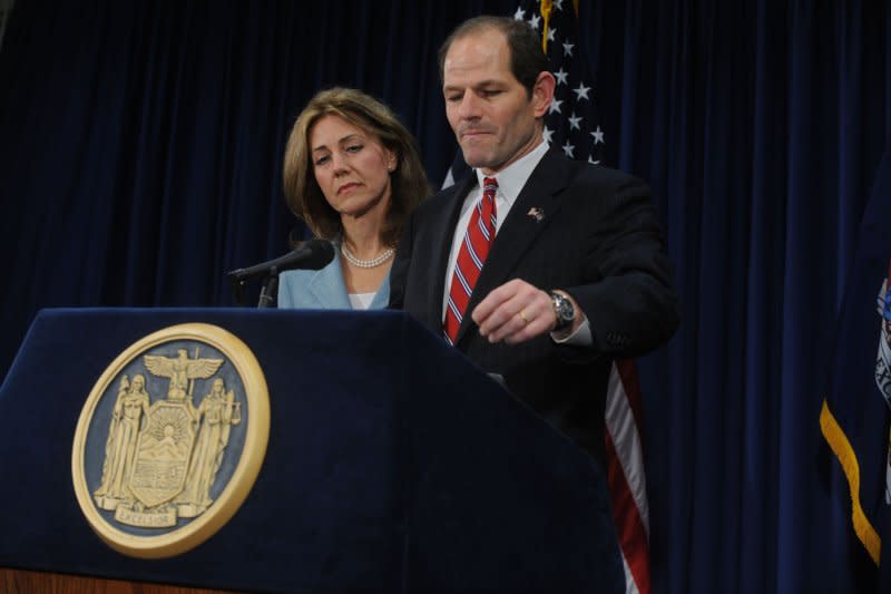 On March 12, 2008, New York Gov. Eliot Spitzer resigned after being caught in a high-priced prostitution scandal. UPI File Photo